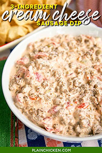 Cream Cheese Sausage Rotel Dip is a crowd pleaser