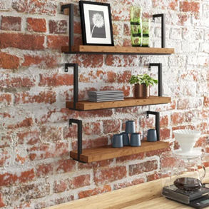 Floating shelves on the wall