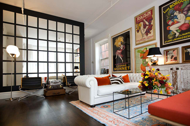 Maximize small spaces with art hung close to the ceiling