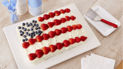 Flag cake with fruit