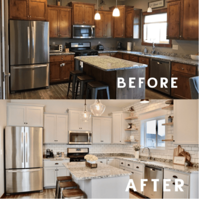 Before and after pictures of a kitchen