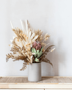 Dried grasses and florals are popular for fall decorating.