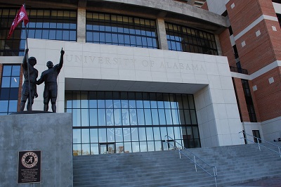 The entrance to the north end zone of Bryant-Denny Stadium.
